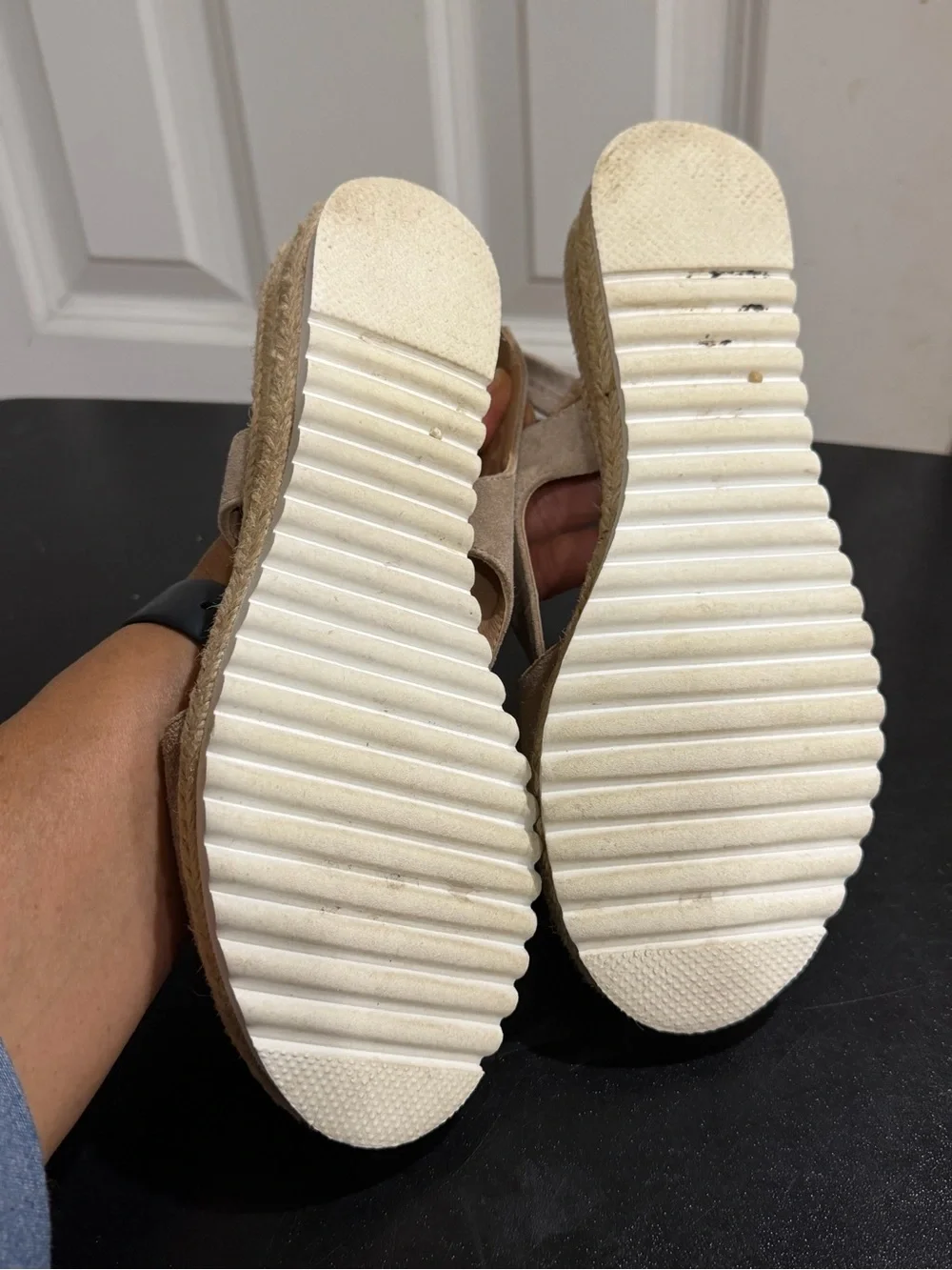 Women's Beige Suede Slingback Espadrille Sandals size 8 made in Spain